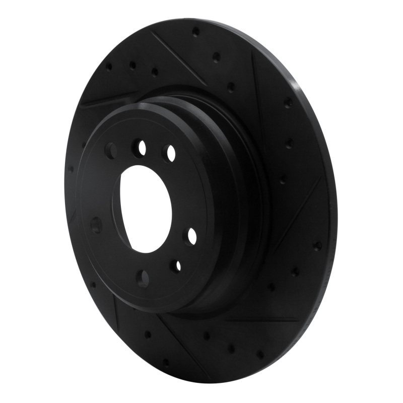 BMW 850CI Brake Rotor (1) - Rear Right - R1 Concepts - Drilled & Slotted - Black - `91-`01